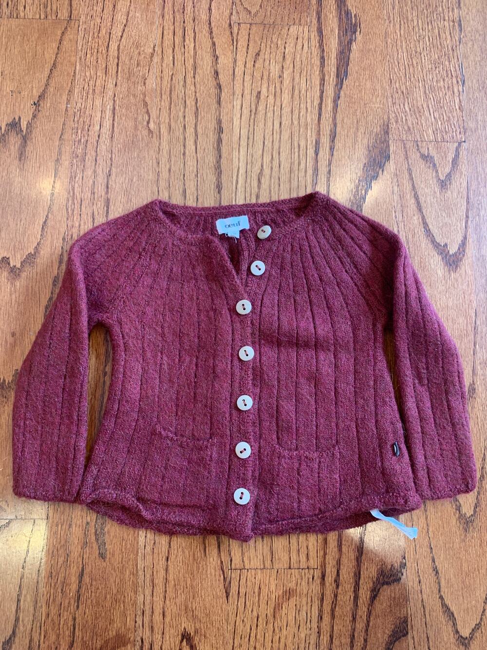 Oeuf Baby Alpaca Cardigan | Burgundy Bordeaux | 2-3 years
